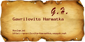 Gavrilovits Harmatka névjegykártya